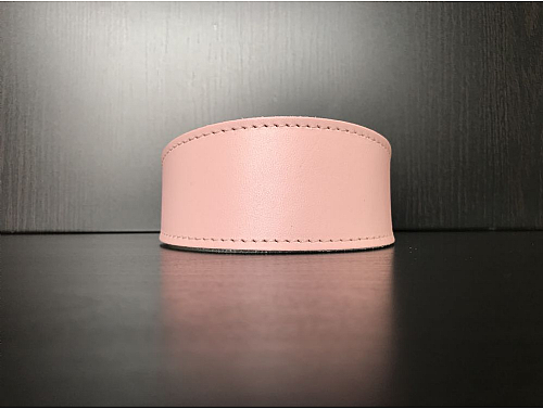 Lined Baby Pink - Whippet Leather Collar - Size M